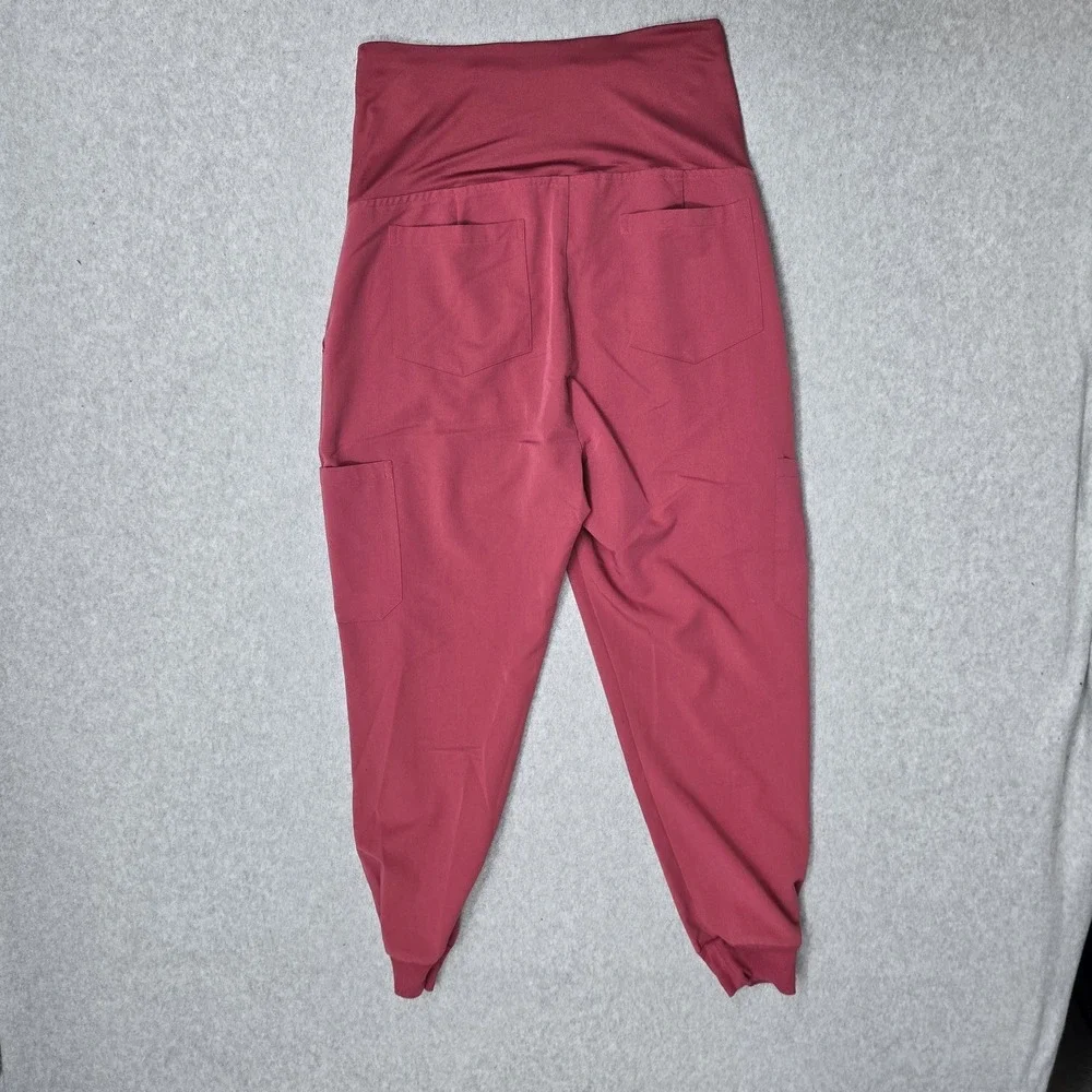 Mandala Women Scrub Pants PM Petite Pink Maternity Cargo Jogger Equa-Tek